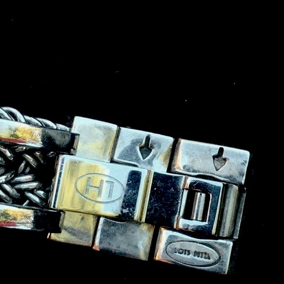 LOIS HILL White Round Face Watch Sterling Silver Bracelet & Roman Numeral Bezel - Picture 9 of 16